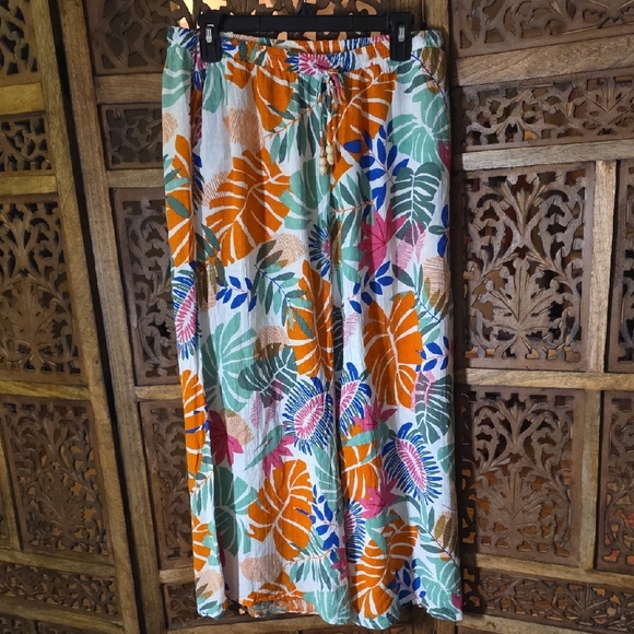 Nicole Miller Pants - Colorful Leaf Print Maxi Pants